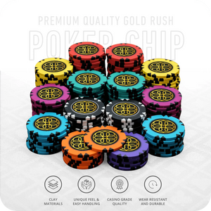 Gold Rush Poker Chipset Without Denomination - GR, 300/500 Pcs, Clay, 40mm, 14g - Thai Aces