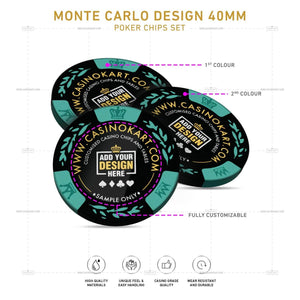 Customisable Poker Chips - Monte Carlo, Clay, 40mm, 14g - Thai Aces