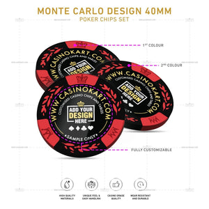 Customisable Poker Chips - Monte Carlo, Clay, 40mm, 14g - Thai Aces