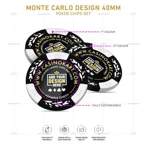 Customisable Poker Chips - Monte Carlo, Clay, 40mm, 14g - Thai Aces
