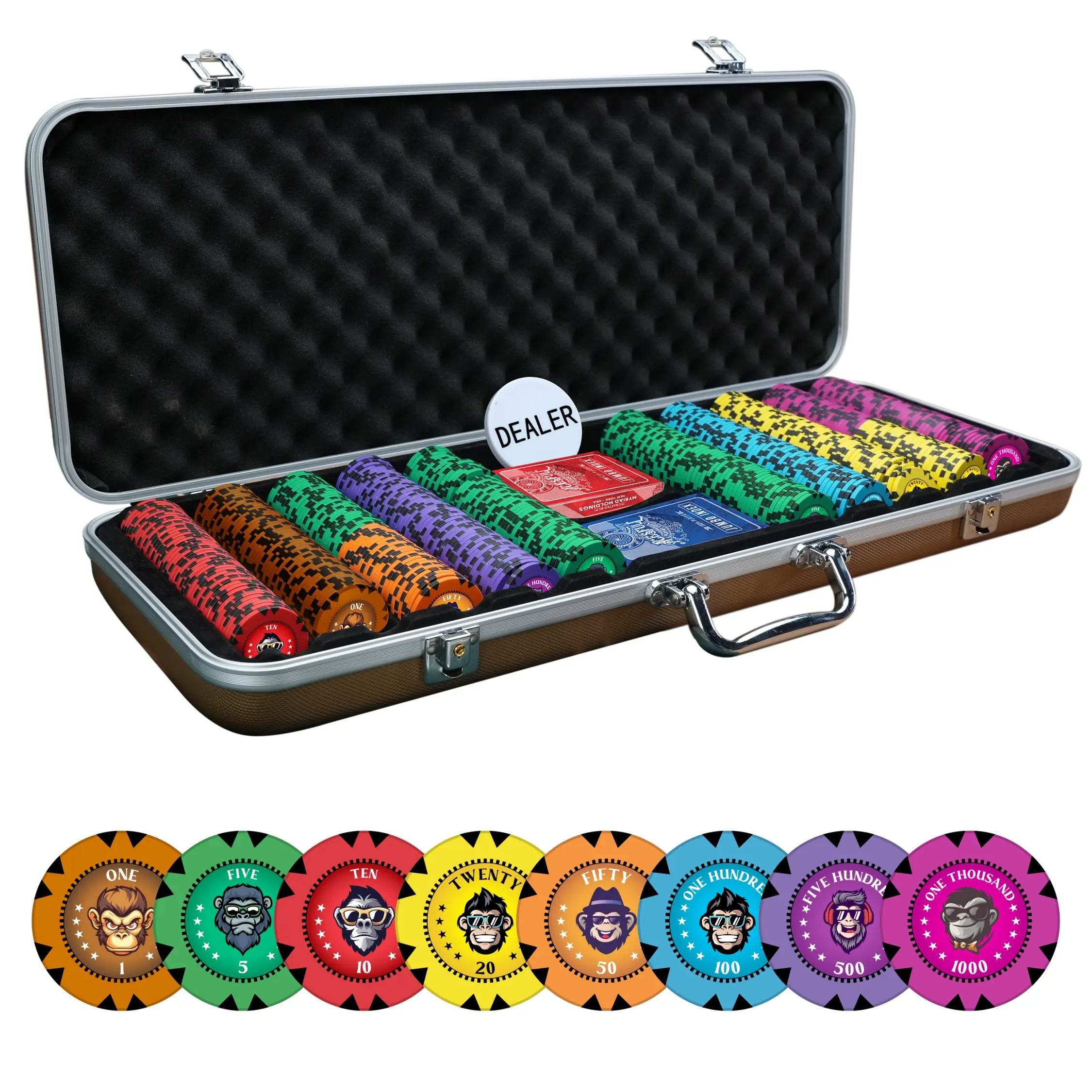 NFT Monkey Poker Chipset - GR, 300/500 Pcs, Clay, 40mm, 14g - Thai Aces