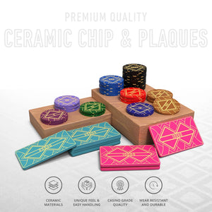 Quadragon Poker Chipset - 300/500 Pcs, 10/20 Plaques, Ceramic, 40mm, 10g - Thai Aces